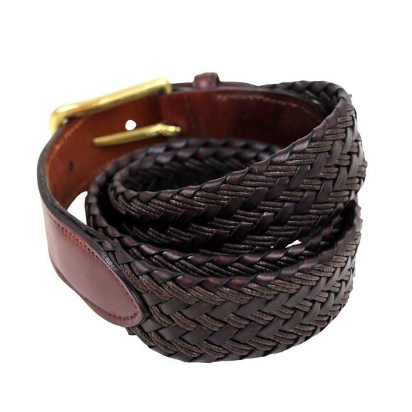 Trafalgar BROWN GENUINE LEATHER 1.25"Wd WOVEN DRESS CASUAL MEN'S BELT Sz 32 (B81 - Picture 4 of 10